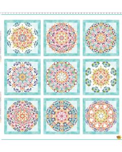 Butterfly Fantasy: Flower Kaleidoscope Block Panel (approx 1.25 yard panel) - In The Beginning Fabric 1bf1