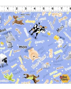 Barnyard Blues: Animal Noises Denim -- Susy Bee Fabrics 20415-760 