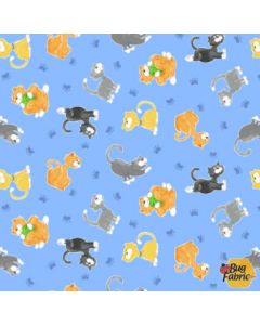 Kitty the Cat: Kittens Sky Blue  -- Susy Bee Fabrics 20392-725 