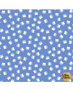 Kitty the Cat: Paw Prints Medium Blue -- Susy Bee Fabrics 20393-740