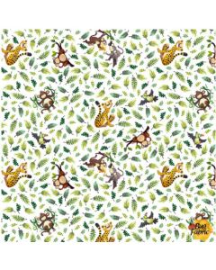Jungle Friends: Tossed Animals White -- SusyBee 20444-100 
