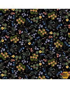 Forest Critters: Wildflowers Black -- Blank Quilting 2330-99 black