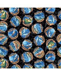 Reel Fun: Fish Emblems Black -- Blank Quilting 2390-99