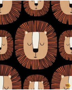 Wild Safari by JJ Design House:  Lion Pride - 3 Wishes Fabrics 24194-blk 