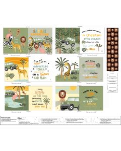 Wild Safari by JJ Design House:  Safari Cloth Book (1 yard panel) - 3 Wishes Fabrics 24197 multi