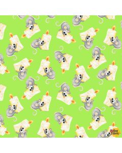 Boo! Tossed Mice Green (Glow in the Dark) -- Henry Glass Fabrics 243g-64 green