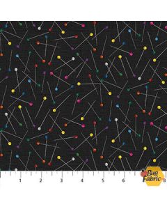 I've Got A Notion: Pins Black -- Northcott Fabrics 24542-99
