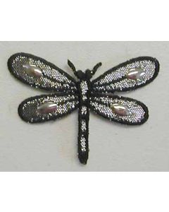 ABC: Black Dragonfly Embroidery (1 5/8 x 2 1/4) - ABC Embroidery 6078b