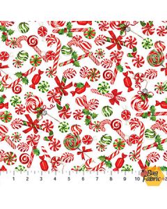 Peppermint Candy: Candy and Lollipops White Multi -- Northcott Fabrics 24625-10 - 2 yards 33" remaining
