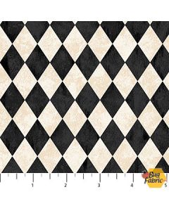 Candelabra: Harlequin Cream Black  -- Northcott Fabrics 24766-11