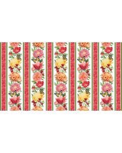 Morning Blossom: Border Stripe White Multi -- Northcott Fabrics 24918-10 - 1 yard 35" + 1 yard 5" remaining