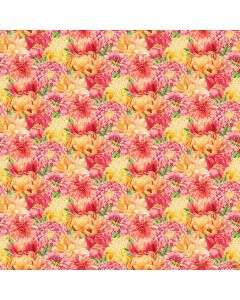 Morning Blossom: Packed Floral Red Multi -- Northcott Fabrics 24920-24 - 2 yards 16" remaining