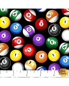 The Cave: Pool Balls Black -- Northcott Fabrics 24999-99