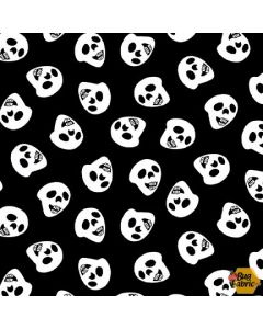 Boo! Tossed Skulls  Black (Glow in the Dark) -- Henry Glass Fabrics 250g-99 black