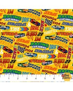 Turbo Speed: Racing Words Yellow - Northcott 25110-52