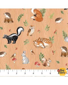 Woodland Adventures: Woodland Animals Tan Wood -- Northcott Fabrics 25265-32