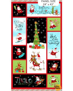 Extreme Santa: Silly Santa Panel (2/3 yard) -- Northcott Fabrics 25435-99