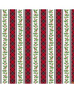 Cardinal Christmas: Holly Border Stripe -- Northcott Fabrics 25482-10 