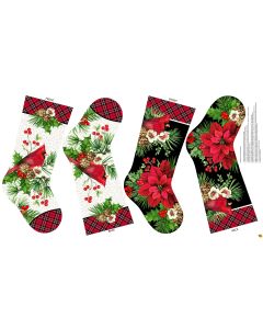Cardinal Christmas: Christmas Stocking Panel (2/3 yard) -- Northcott Fabrics 25486-10 
