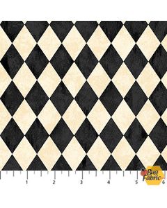 Hallow's Eve: Harlequin Check Black/Cream -- Northcott Fabrics 27086-12 - 2 yards 13" remaining