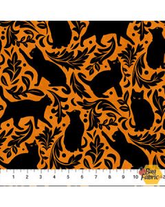 Hallow's Eve: Cat Toile Black/Orange -- Northcott Fabrics 27088-54 - 3 yards remaining