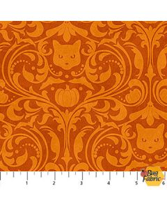 Hallow's Eve: Orange Toile Cat Pumpkin -- Northcott Fabrics 27091-54 - 2 yards 14" remaining