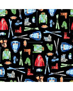 Winter Sports: Ski Equipment  -- Northcott Fabrics 27238-99
