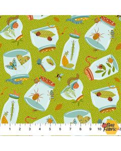Backyard Bug Collector: Bug Jars Olive - Northcott Fabrics 27296-74