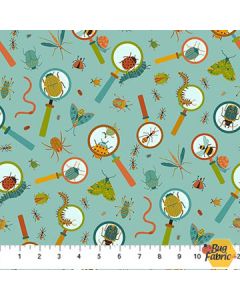 Backyard Bug Collector: Magnify Bugs Turquoise Multi - Northcott Fabrics 27297-64