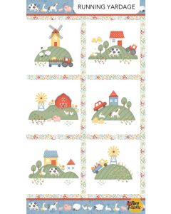 Quack Quack Moo: Farm Panel 6 blocks (2/3 yard) - Northcott Fabrics 27814-10 white
