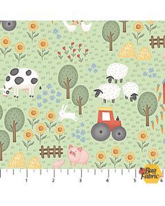 Quack Quack Moo: Farm Scenic - Northcott Fabrics 27816-72 green