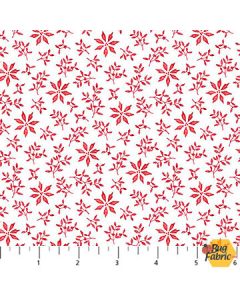 Vintage Christmas: Snowflakes White/Red - Northcott Fabric 28169-24