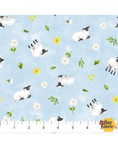 Counting Sheep: Tossed Sheep Blue - Northcott Fabrics 28473-42