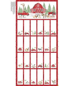 Barnyard Christmas: Advent Calendar Panel (2/3 yard) - Northcott Fabrics 28809-24 