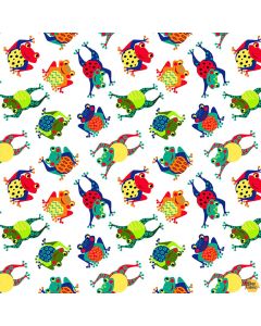 Pond Life: Tossed Frogs - Blank Quilting 2960-01 white