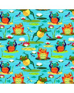 Pond Life: Scenic Frogs - Blank Quilting 2966-70 turquoise