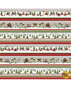 Holiday Happy Place: She Shed Border Stripe -- Henry Glass Fabrics 298-86 - 33" remaining