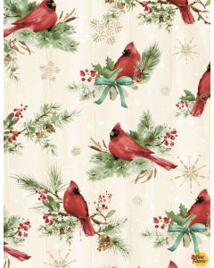 Cardinal Celebration: Cardinals All Over Cream - Wilmington Prints 37755-273