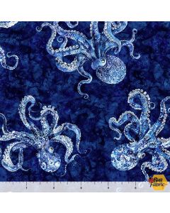 Ocean Blues: Octopus Navy - QT Fabrics 30858n 
