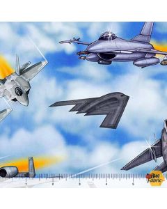 Patriot: Fighter Jets Blue - QT Fabrics 30932b 