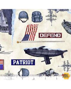 Patriot: Navy Allover Cream - QT Fabrics 30936e 