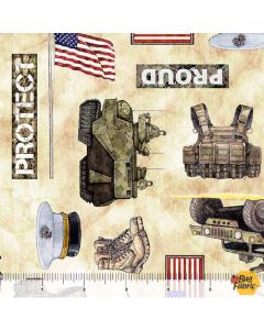 Patriot: Marines Allover Tan - QT Fabrics 30939a 