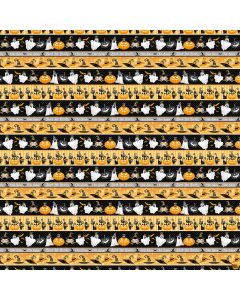 Olde Salem's Black Hat Society: Novelty Border Stripe Glow -- Henry Glass Fabrics 315g-39 multi