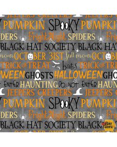 Olde Salem's Black Hat Society: Words Glow -- Henry Glass Fabrics 318g-90 multi