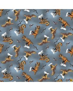 Land of the Giants: T. Rex  Dinosaur - Blank Quilting 3383-90 Lt Gray