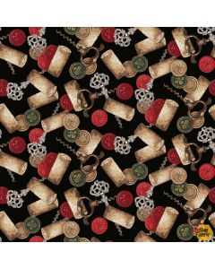 After Five: Tossed Corks and Corkscrews -- Henry Glass Fabrics 346-98 multi