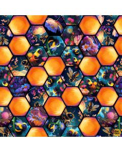 Night Garden:  Bees - Blank Quilting 3552-44 yellow