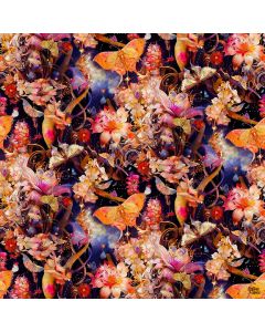 Night Garden: Flowers with Butterflies - Blank Quilting 3555-22 pink