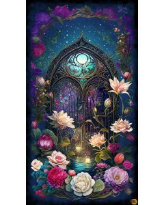 Night Garden:  Garden Gate Panel (2/3 yard) - Blank Quilting 3557p-67 teal