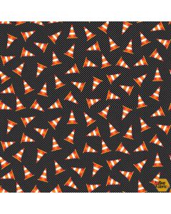 Another Brick in the Wall: Traffic Cones Black - Blank Quilting 3696-99